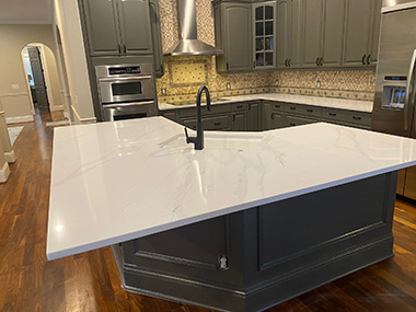 White Stone Kitchen Counter Remodel